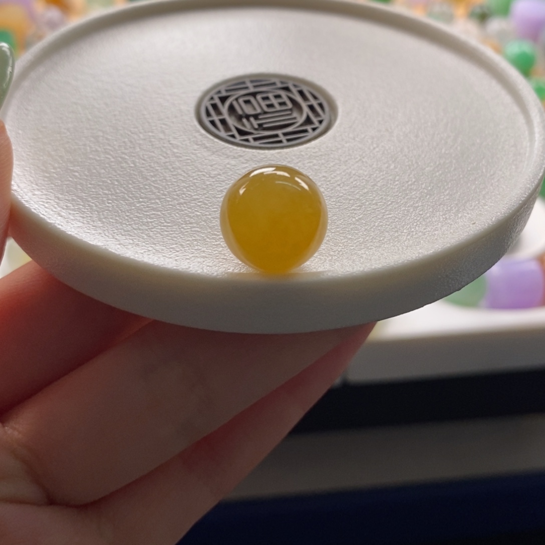 翡翠未镶嵌颈饰满黄圆珠卡12+
