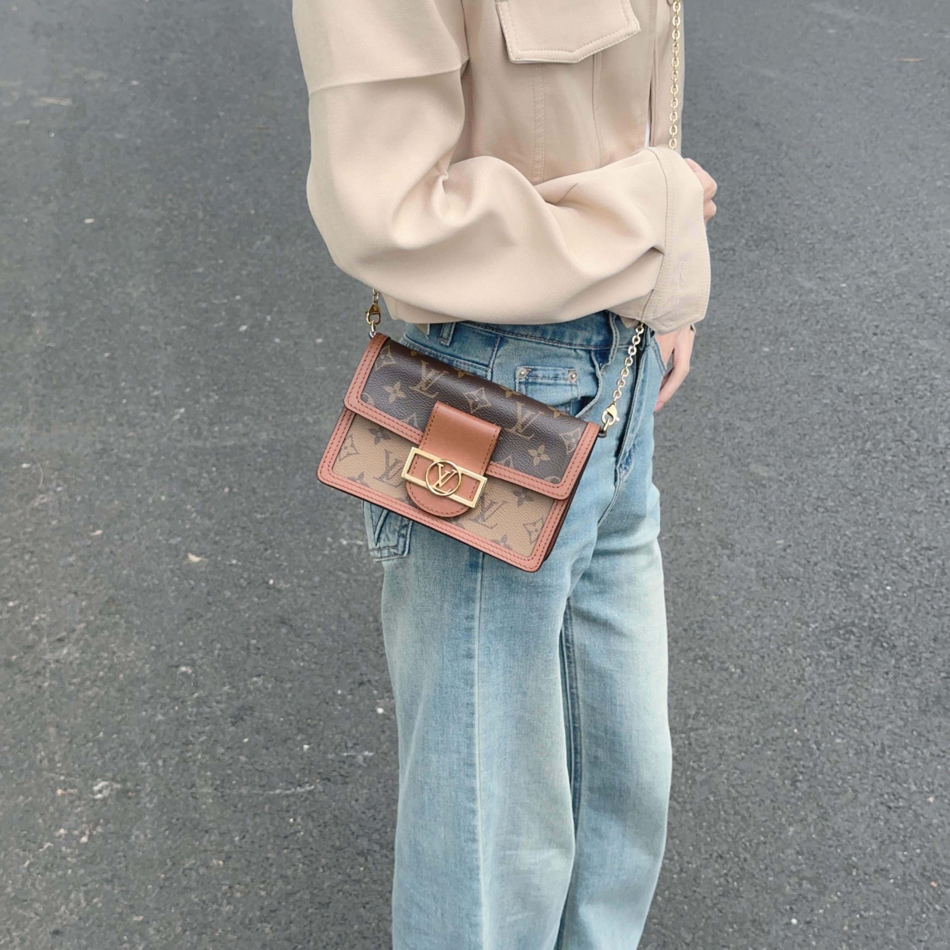 95新 LouisVuitton/路易威登 mini达芙妮涂层帆布Anwen 4112 