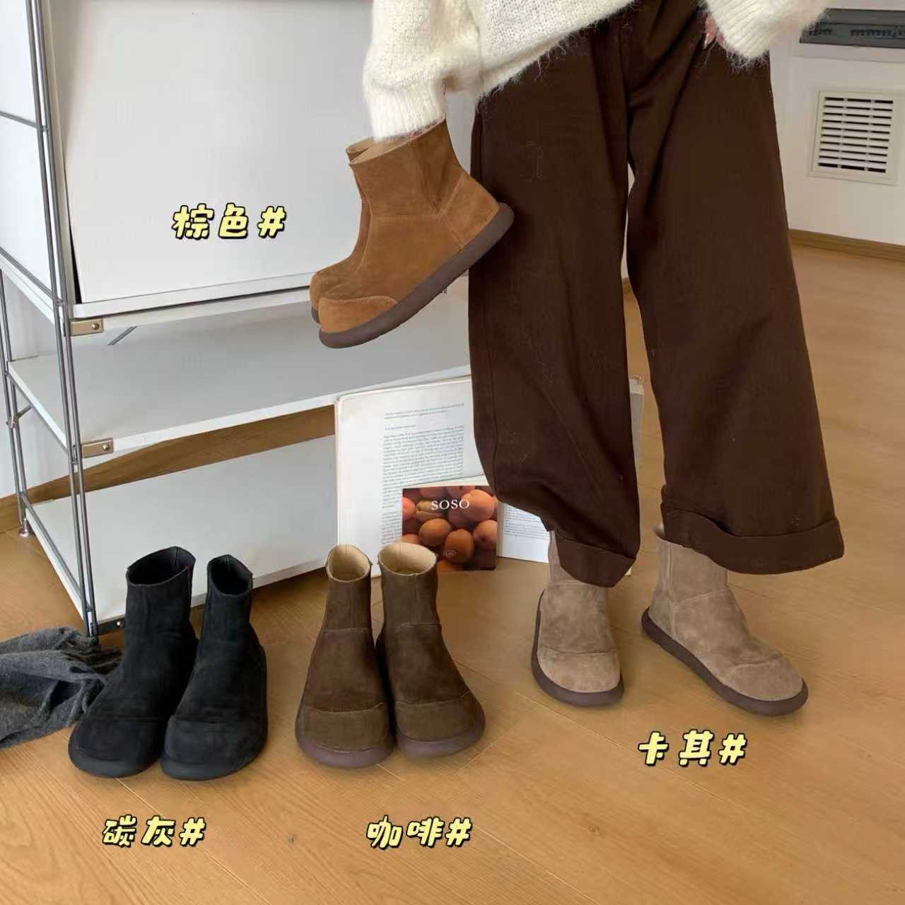 819-2 单里马丁靴女厚底短筒秋冬保暖文艺复古磨砂勃肯靴