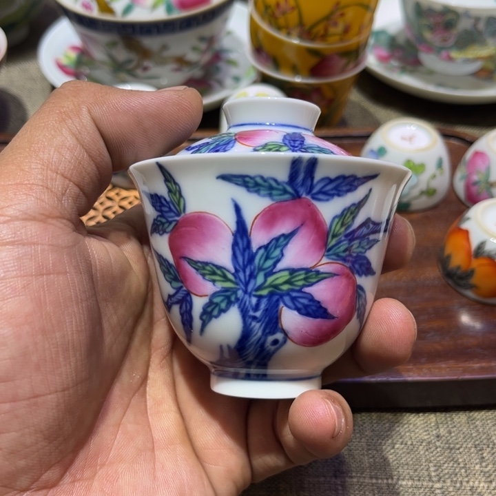 手绘精品盖碗茶杯