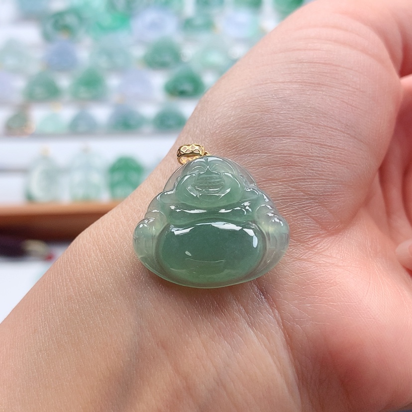 【闪购商品】翡翠吊坠(赠链)18K金镶嵌