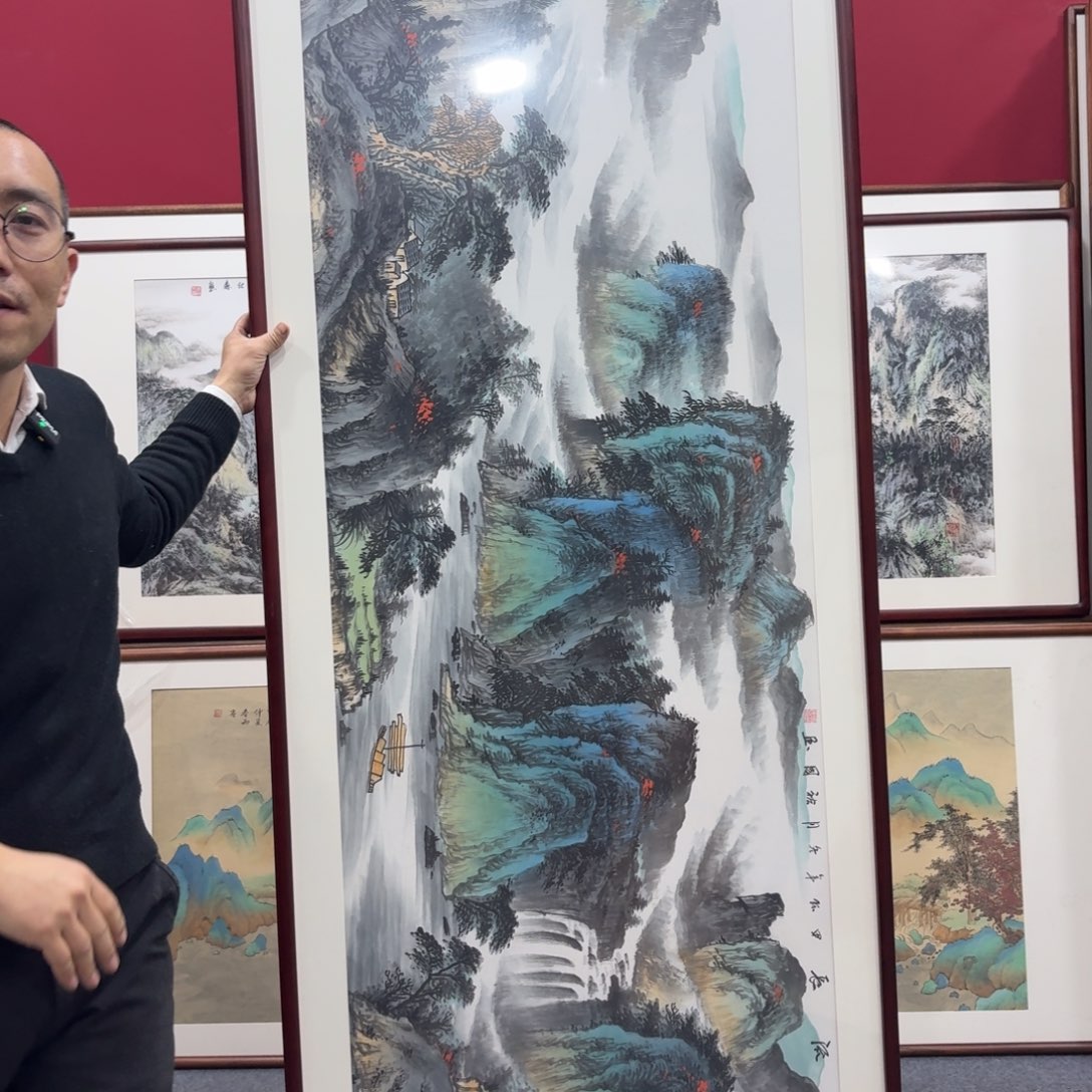 国画手绘作品带框210成80