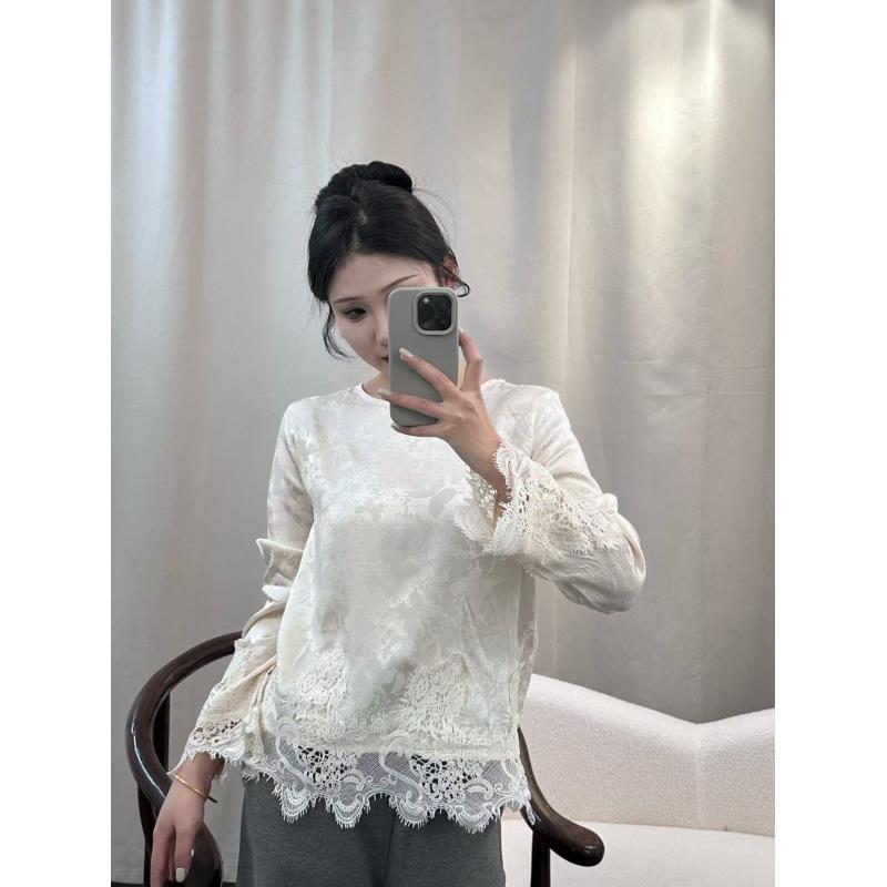 CHUNTIAN【白月光】小女人编织蕾丝镂空边打底上衣