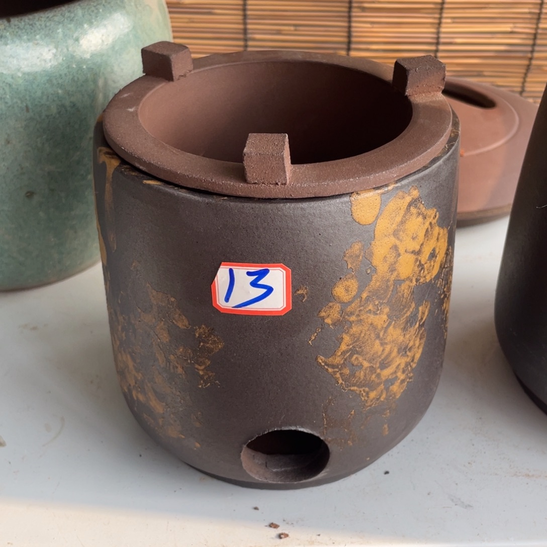 耐火材料铜环小围炉拍釉咖色14×14内径8×10
