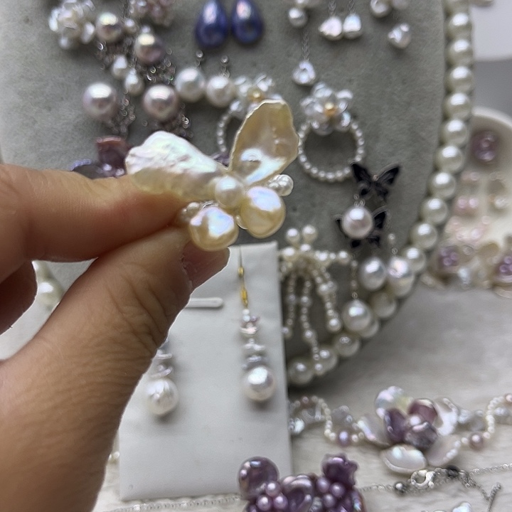 耳饰淡水珍珠银S925镶嵌