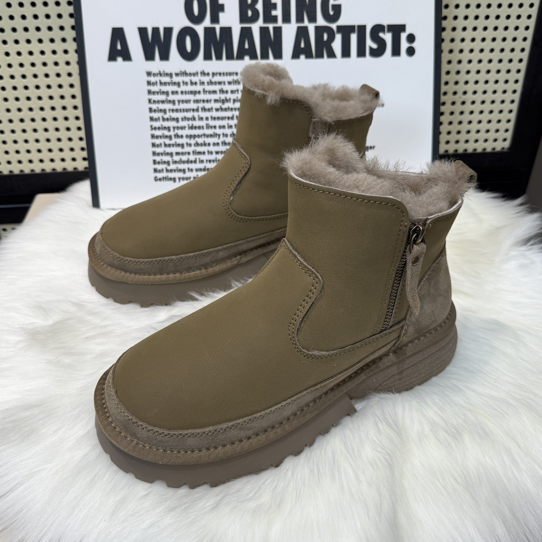 防滑雪地靴侧拉链加厚保暖时尚雪地靴男士加绒