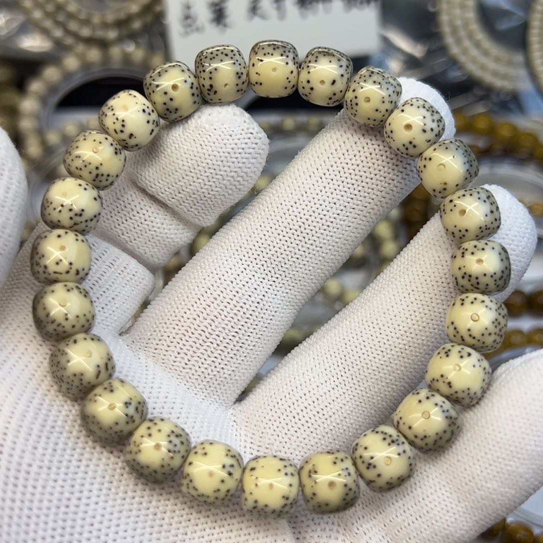 星月菩提手串骨瓷白通体留白10✖️9