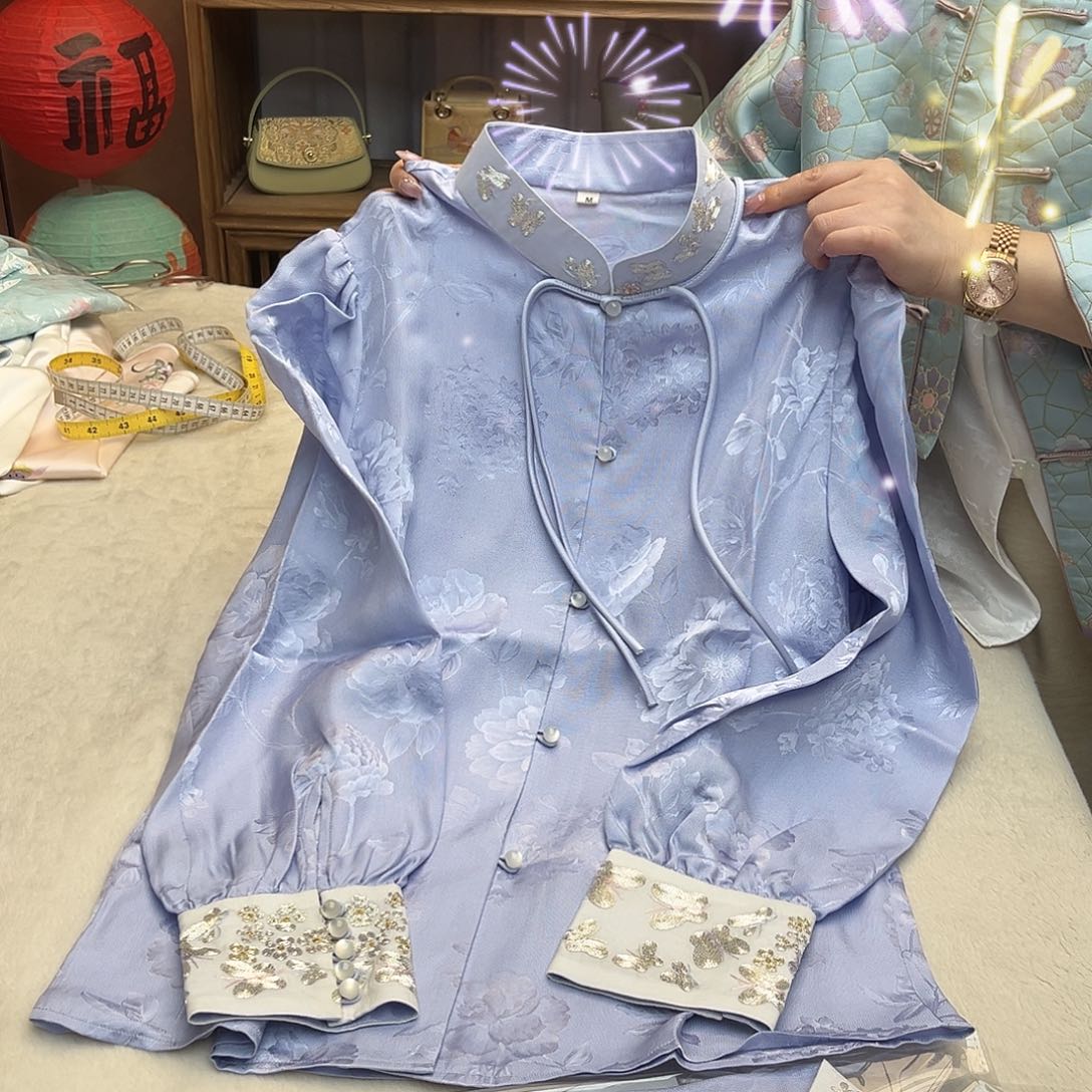 刺绣?****i桑波段苏绣刺绣衬衫M