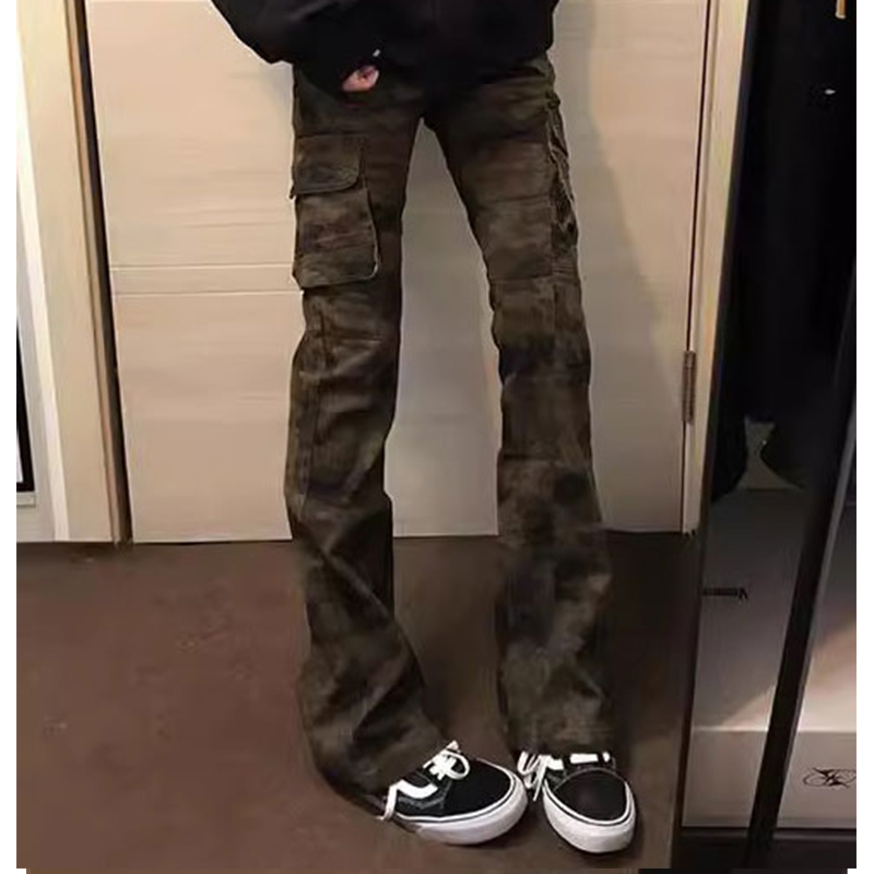 zlayco修身微喇裤美式夏款工装复古男款迷彩裤裤子直筒vibe多口袋