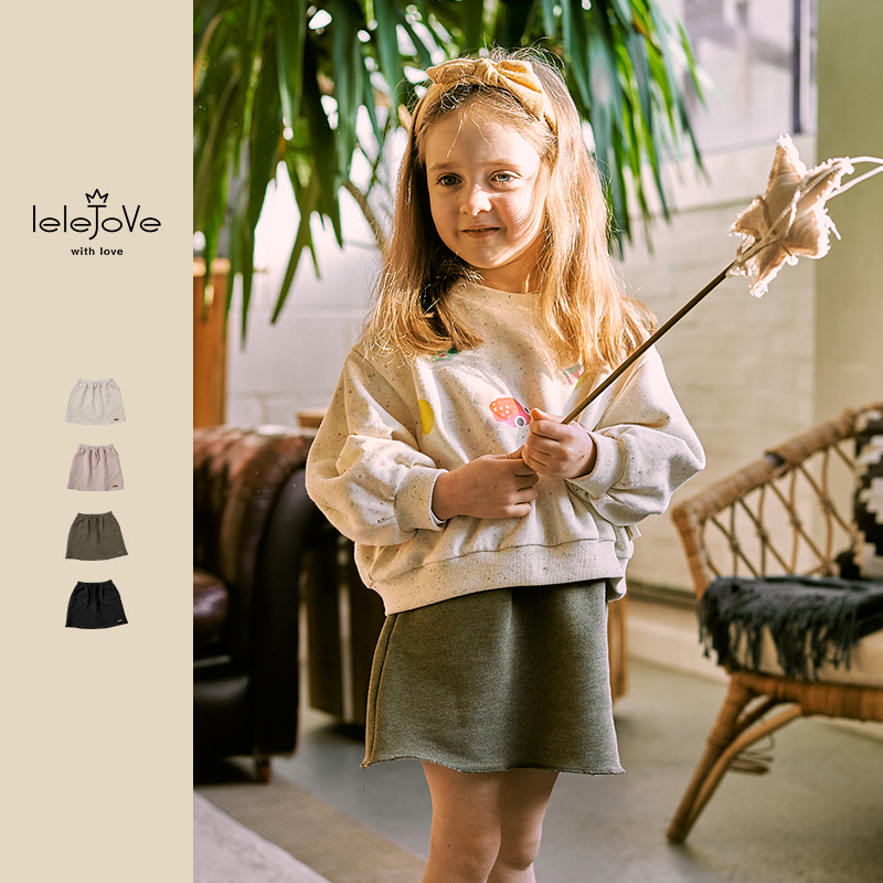 lelejove北欧风25年秋季女宝纯色卫裙宝宝甜酷休闲半裙5AS54112