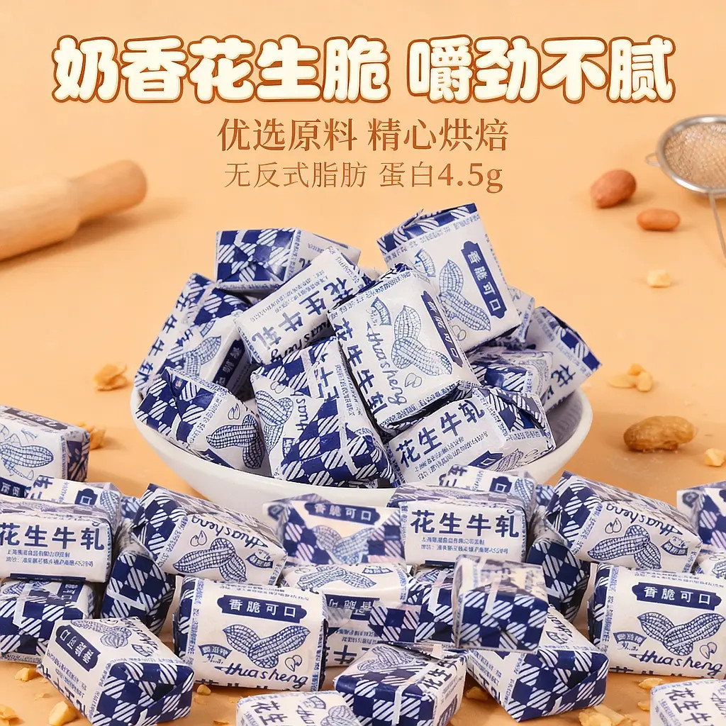 老式花生牛轧糖怀旧童年味道经典休闲零食年货美味