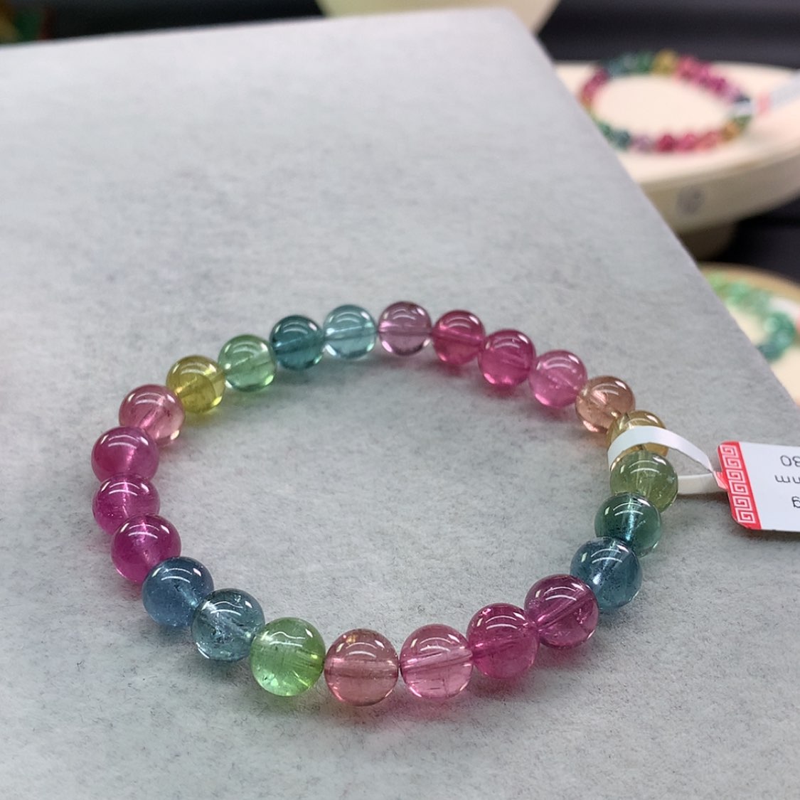 【闪购商品】碧玺手链未镶嵌碧玺荧光色标单圈7.5