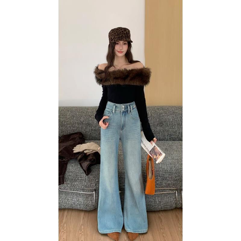 「青丘」2025冬季新款时尚水洗牛仔裤浅蓝7527