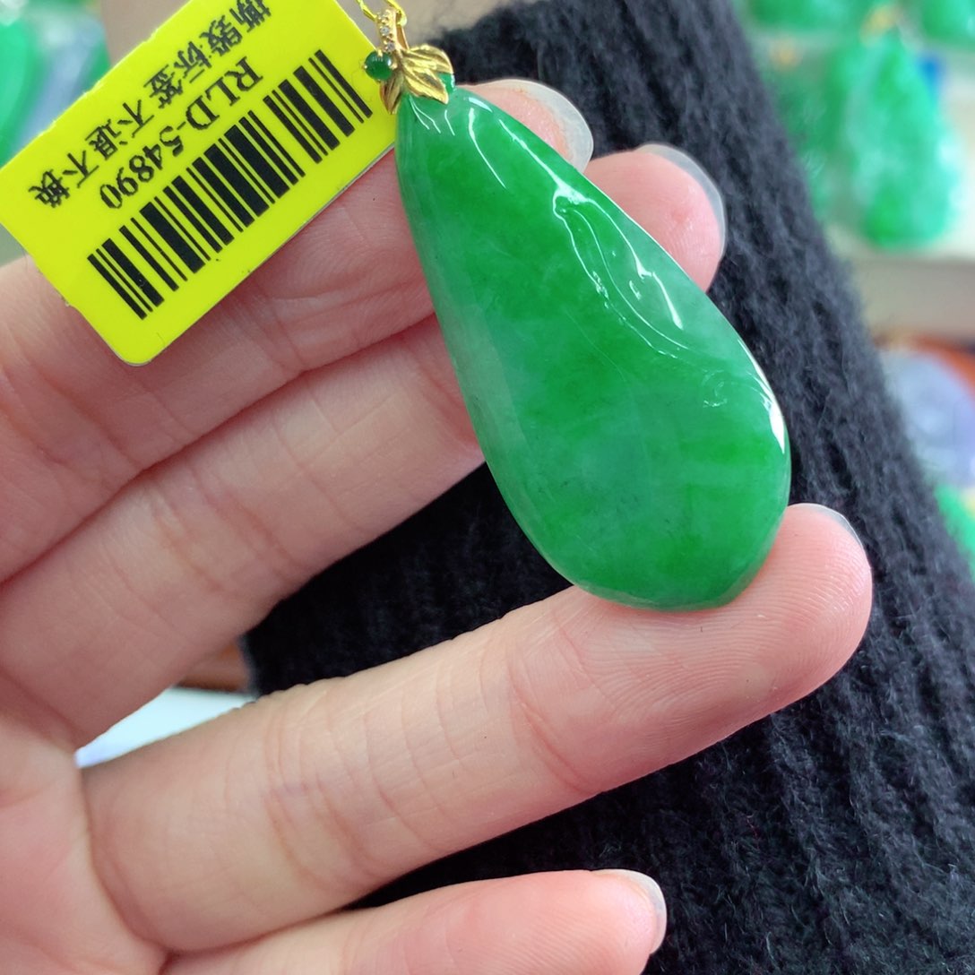 翡翠吊坠(不含链)18K金镶嵌