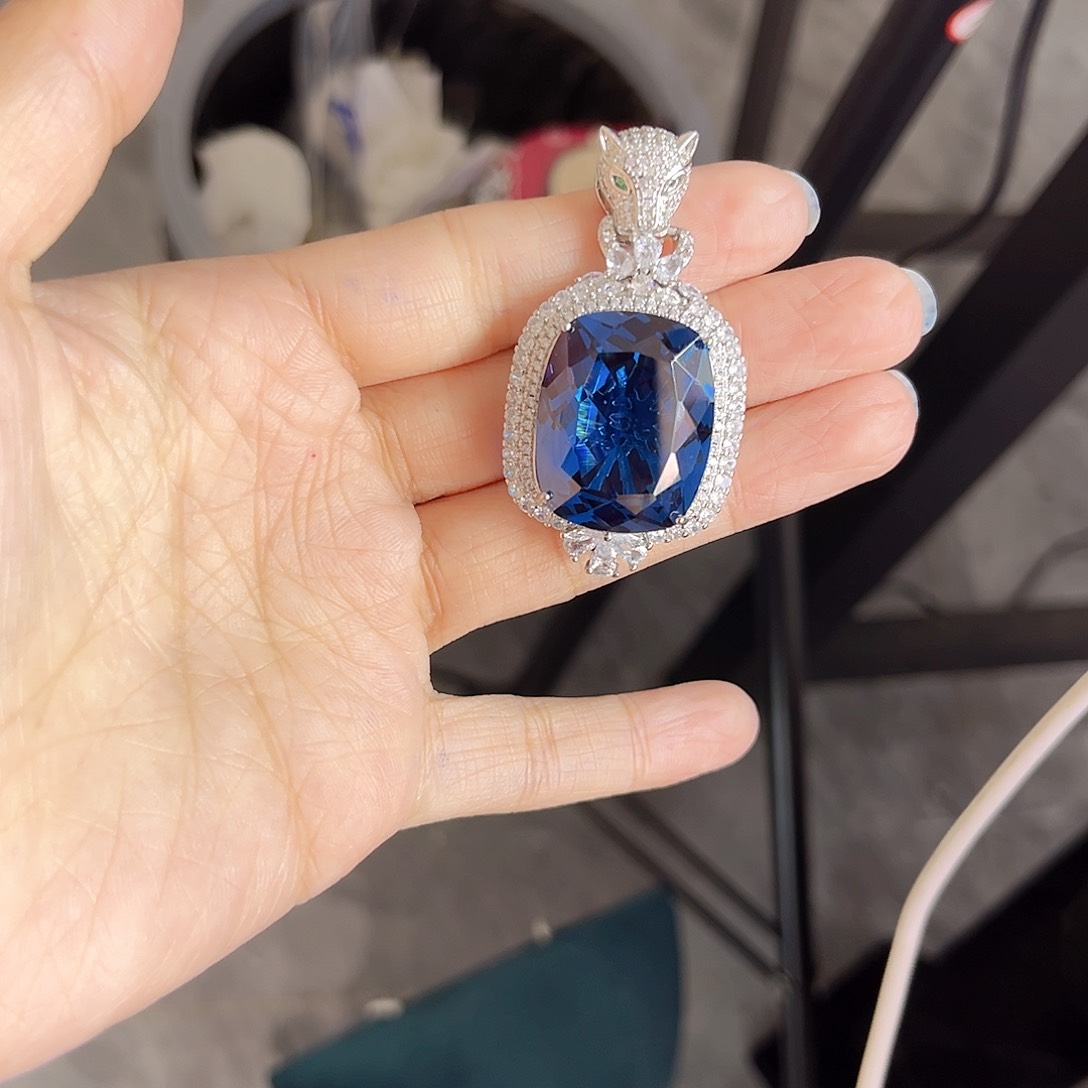 颈饰蓝宝石银S925镶嵌叠加3单270价格