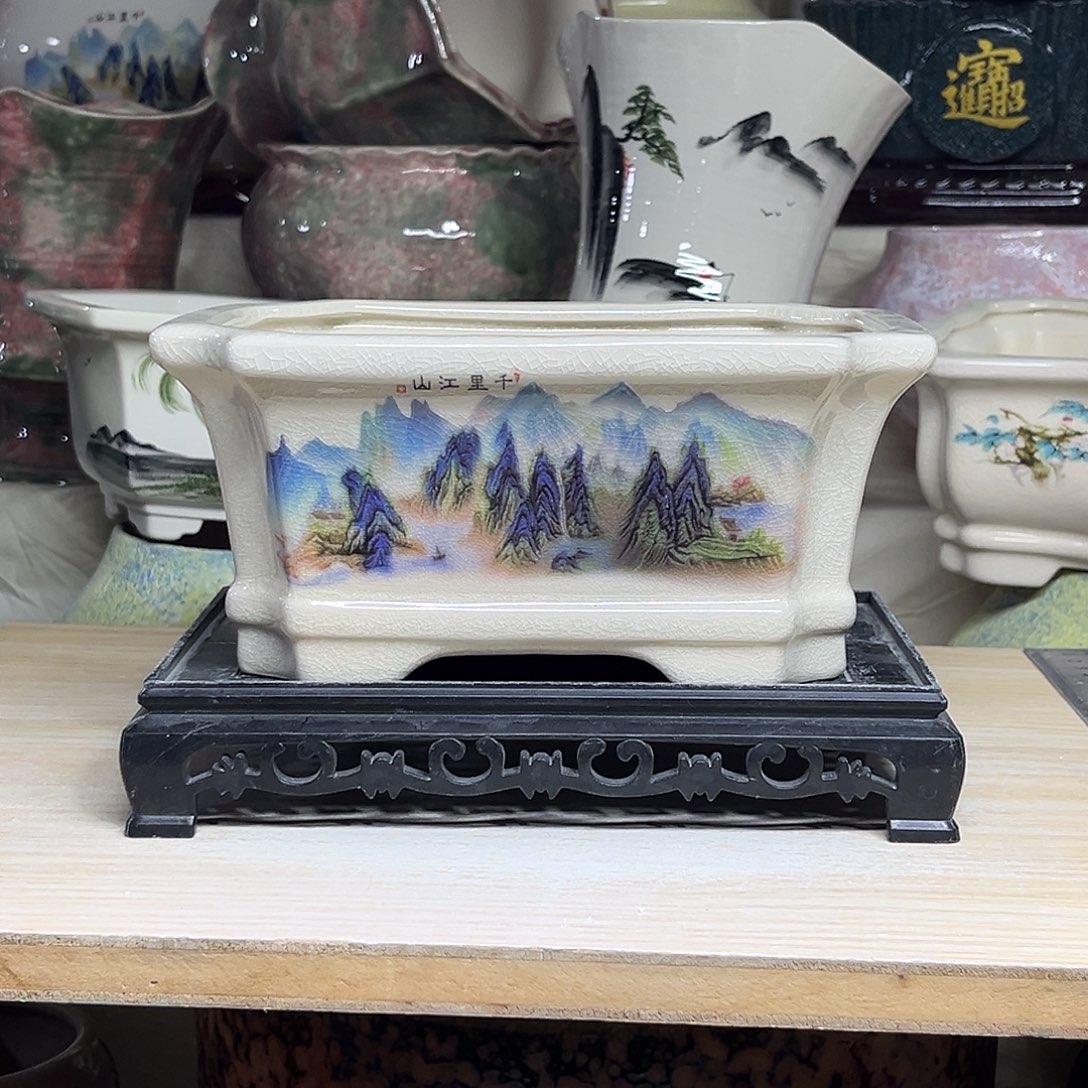 陶瓷绿植多肉微瑕花盆外口径：20*15*9.5