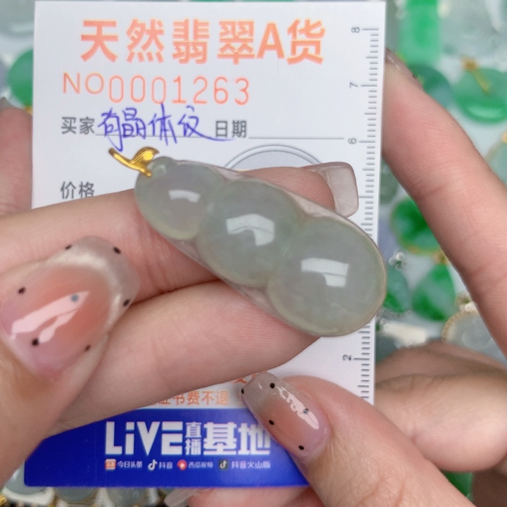 翡翠18K金镶嵌颈饰豆子