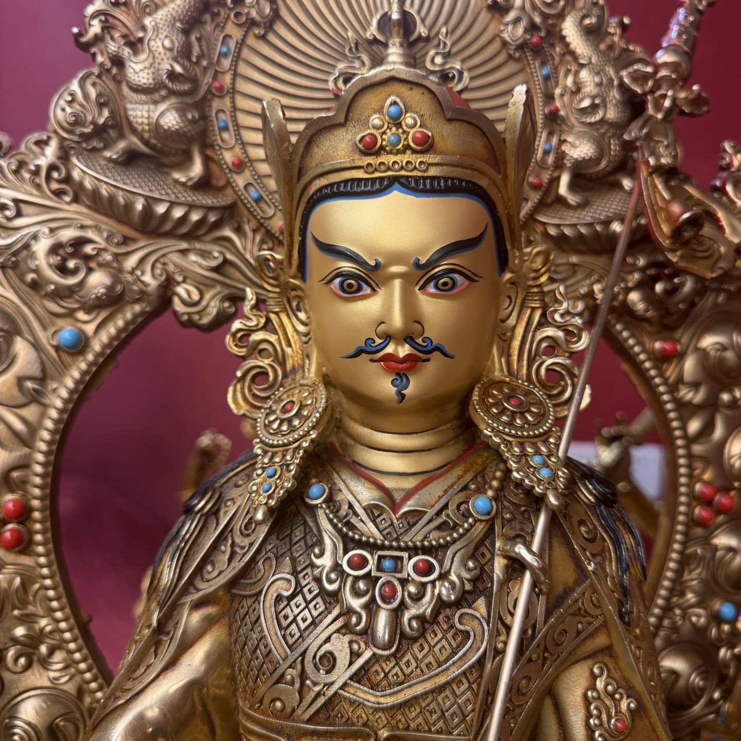 藏式镀金工艺50公分高莲花生大师老造像