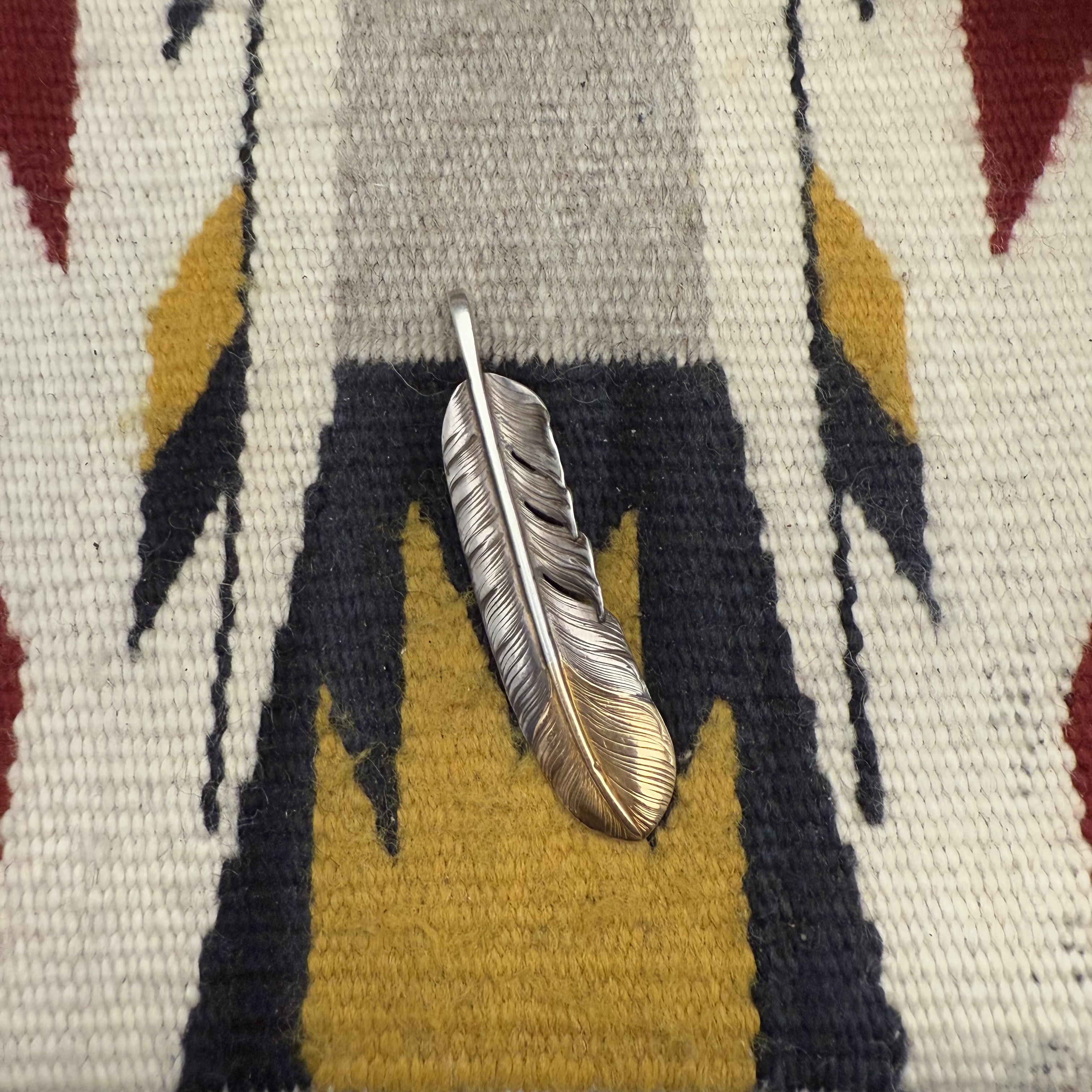 吊坠925银 Goros中古先金羽毛吊坠