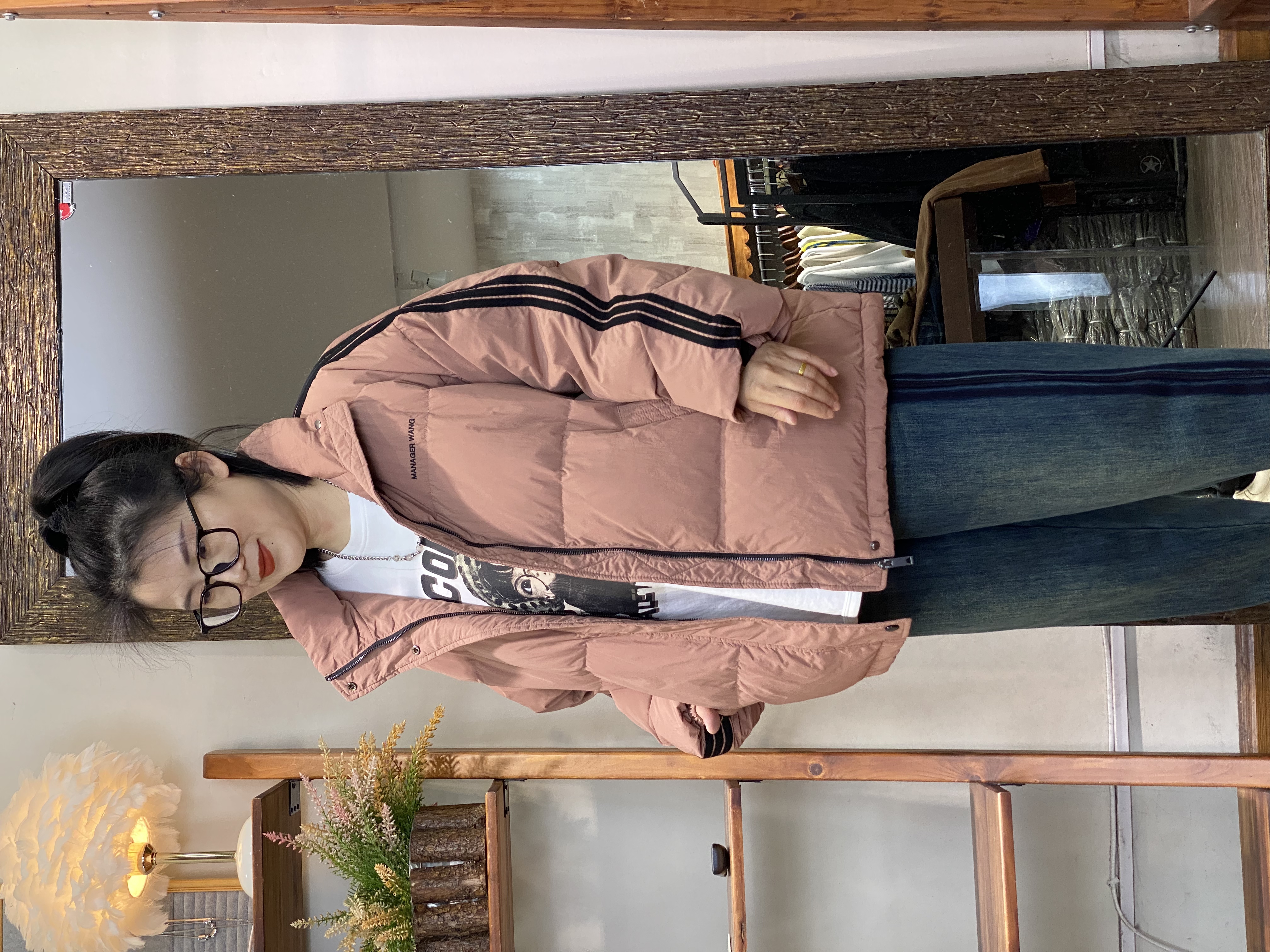 羽绒服-3499大码女装冬季胖MM宽松加厚字母刺绣拼文艺百搭运动