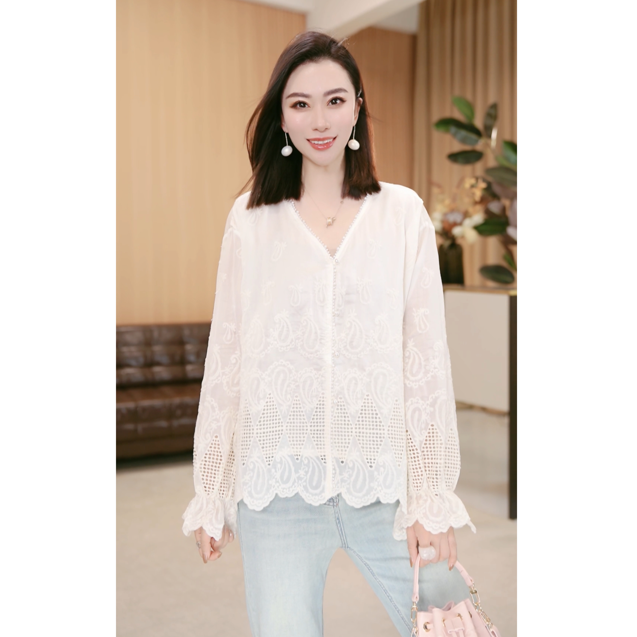 林果&季得 【温茶书信】时尚减龄气质百搭女士长袖款T恤