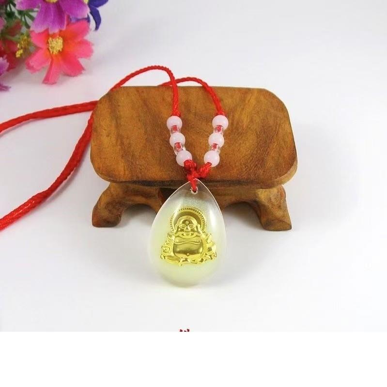 精美金色弥勒佛仿水晶手工串珠车载个人用品吊坠