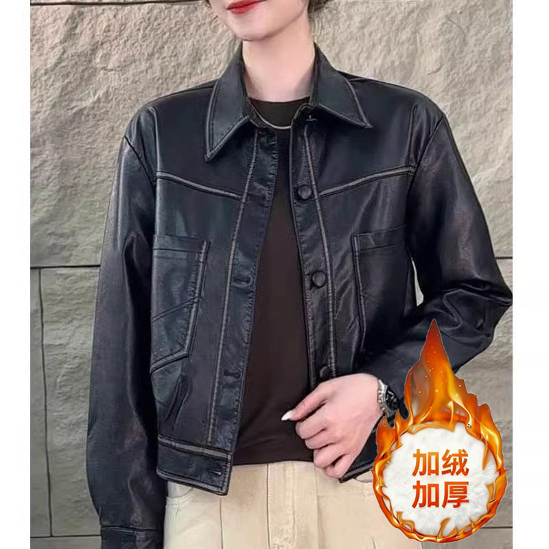 海宁皮衣外套女装2025秋冬加绒加厚新款显瘦气质小个子百搭爆款