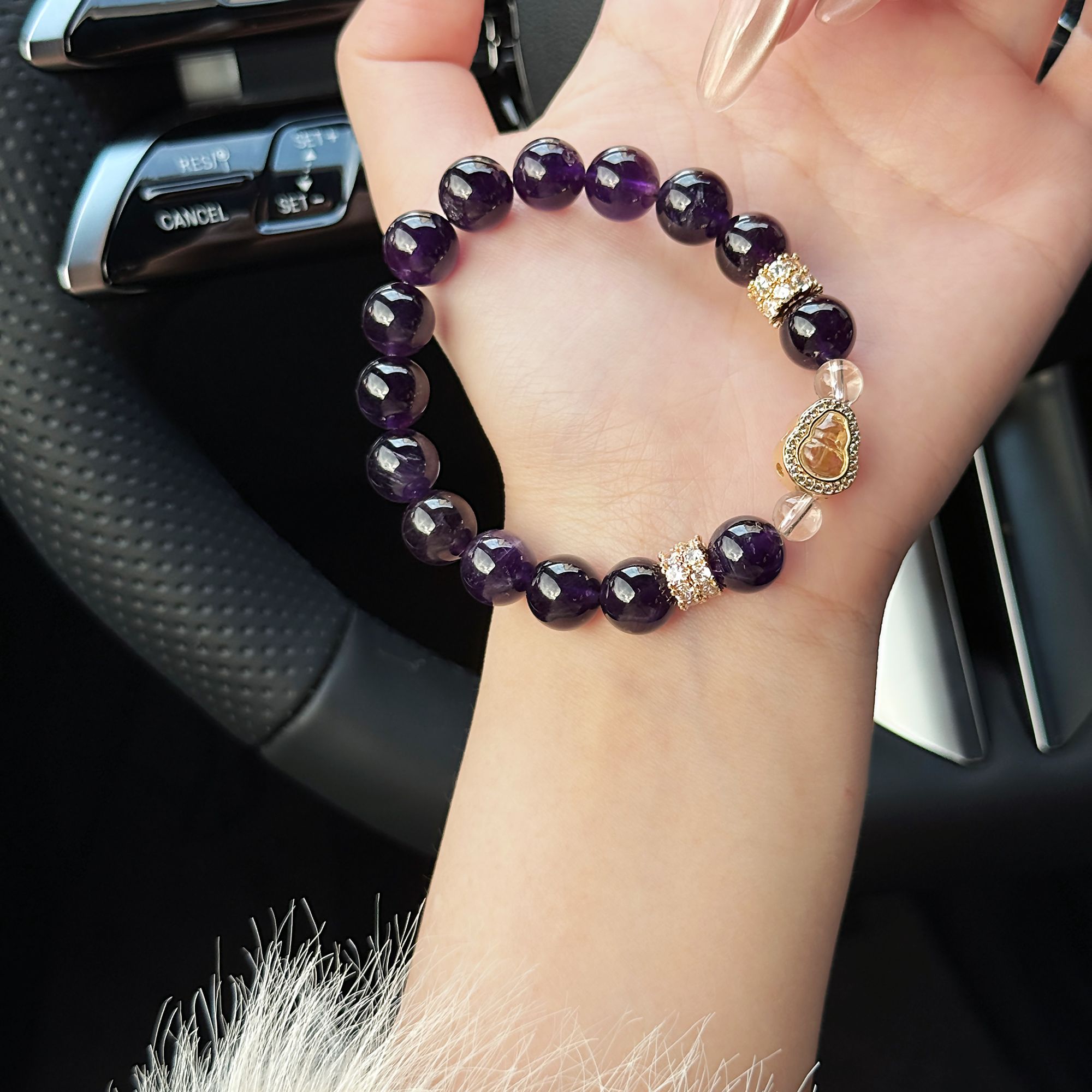 【昭昭如愿】10mm乌拉圭紫水晶设计感天然水晶手串女高级感Y334