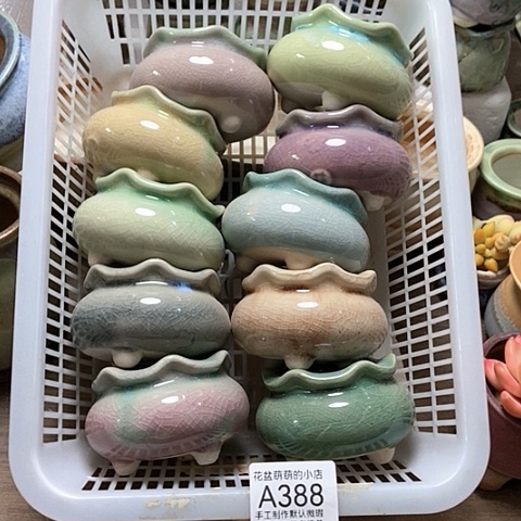 紫砂花盆388微瑕品口径4.5左右