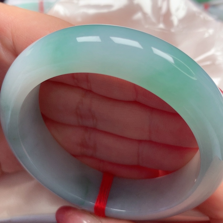 翡翠手镯未镶嵌轮胎冰胶蓝花41