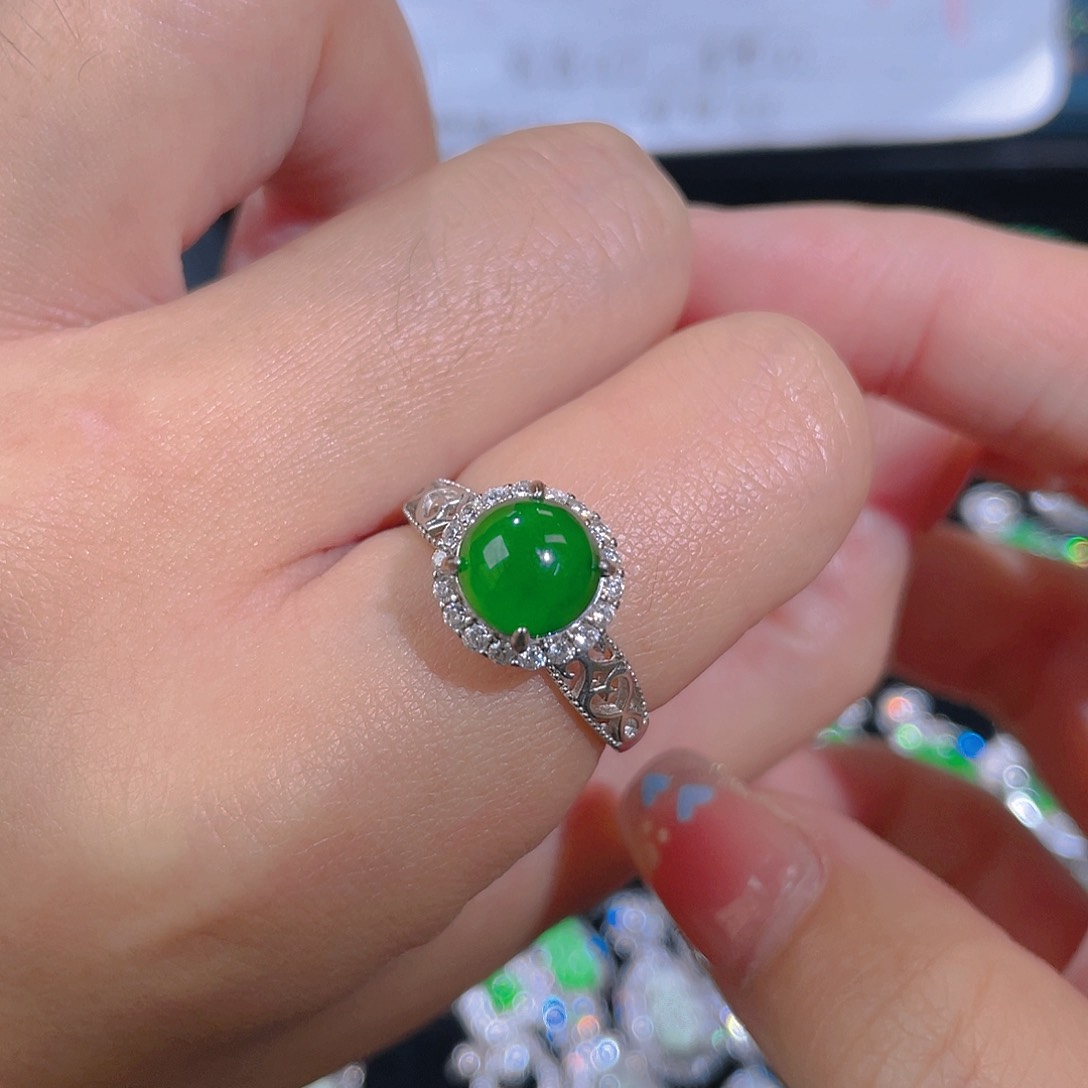 银S925镶嵌戒指翡翠戒指