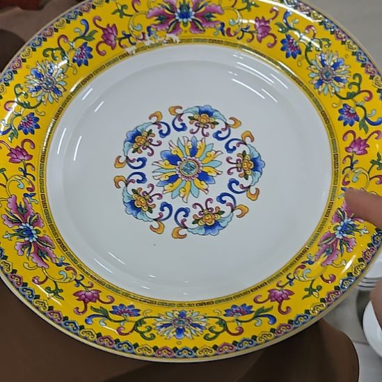 瓷片珐琅彩爆花10.5寸一个大深盘666