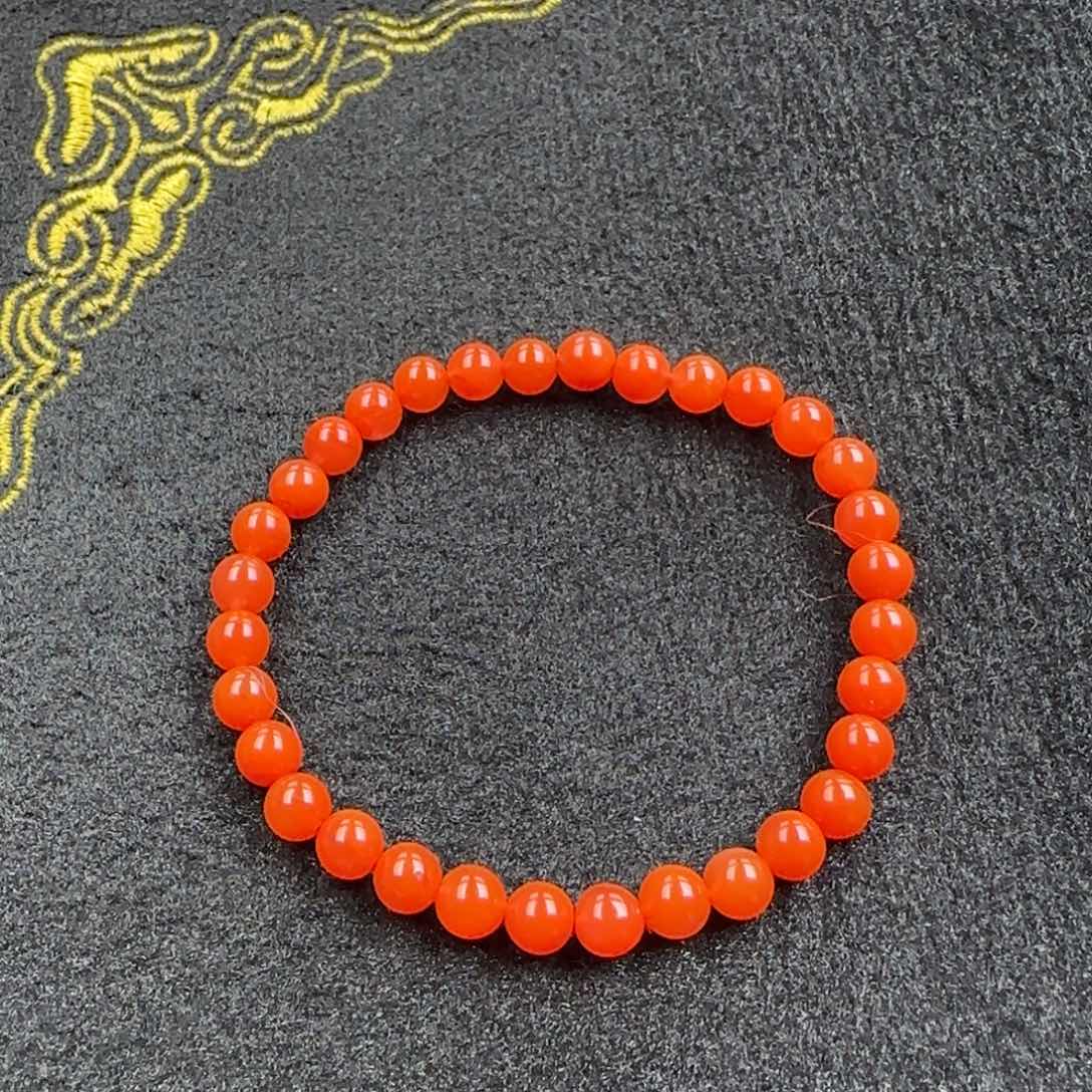 南红玛瑙未镶嵌手串柿子红6mm单圈