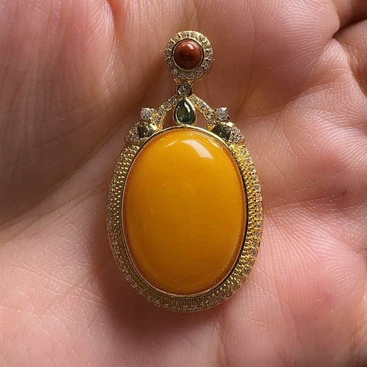 蜜蜡银S925镶嵌吊坠(不含链)吊坠