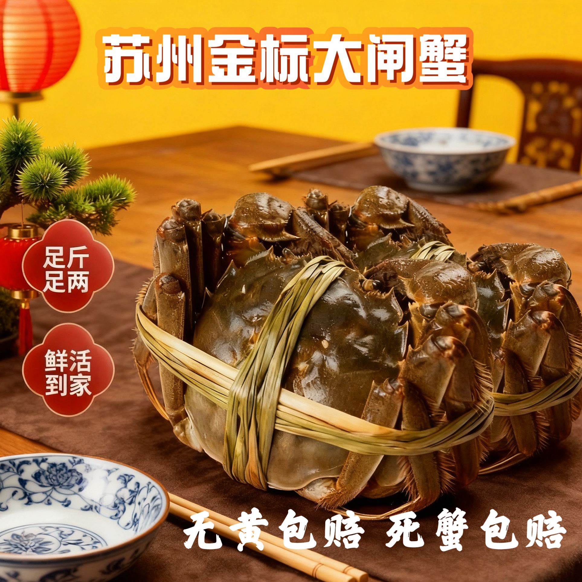 【苏州金标活蟹】现捕现捞大闸蟹 公蟹6.1~5.8两+母蟹5.1~4.8两 6/8/10只装 冷链送货鲜活到家