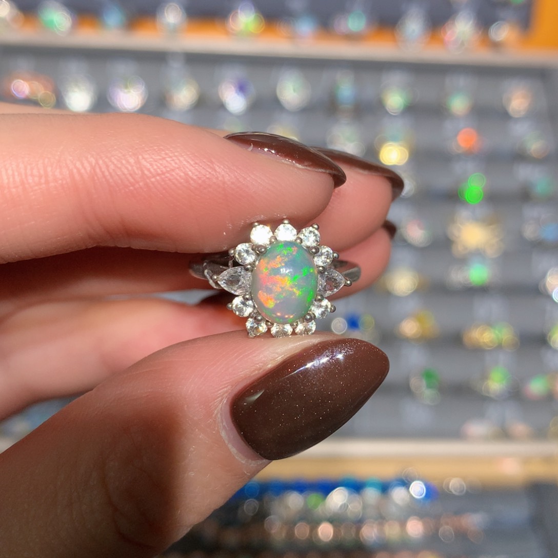 银S925镶嵌欧泊戒指t