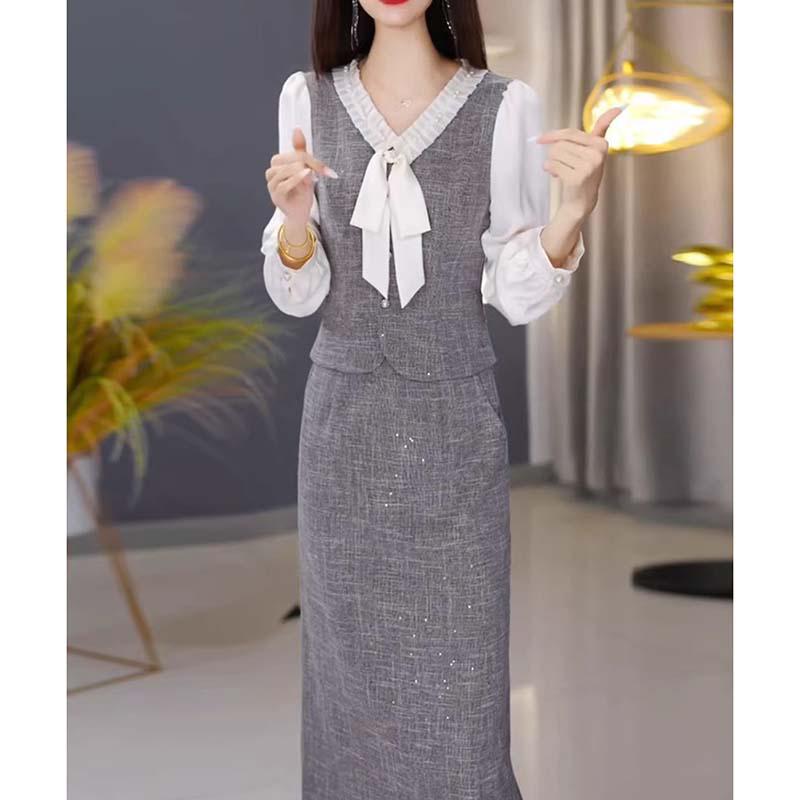 【有里布】新款女春秋今年流行爆款高档长袖减龄轻奢连衣裙