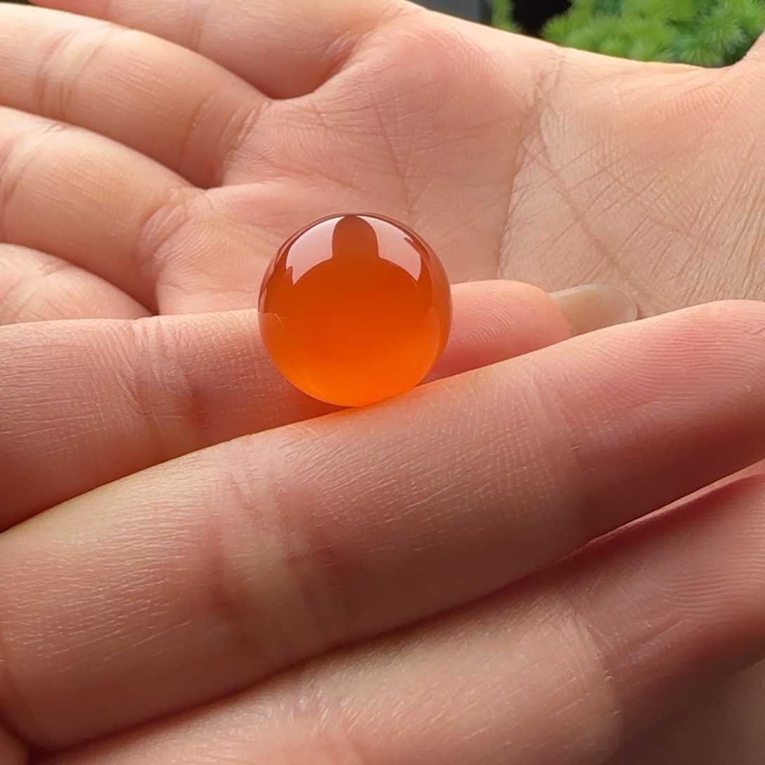南红玛瑙未镶嵌圆珠14.4，冰橘
