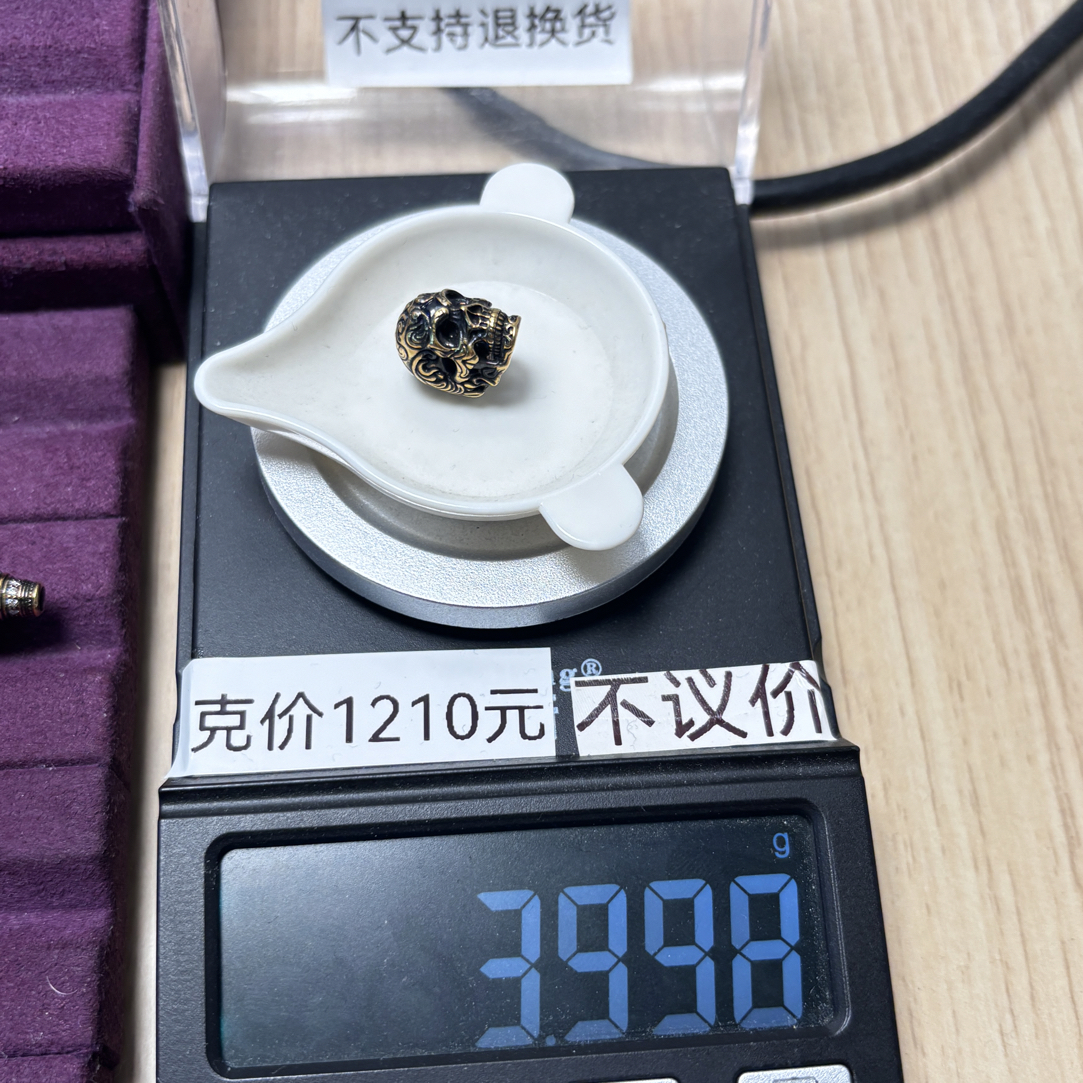 足金999 黄金工艺品8.5骷髅3.998g亦