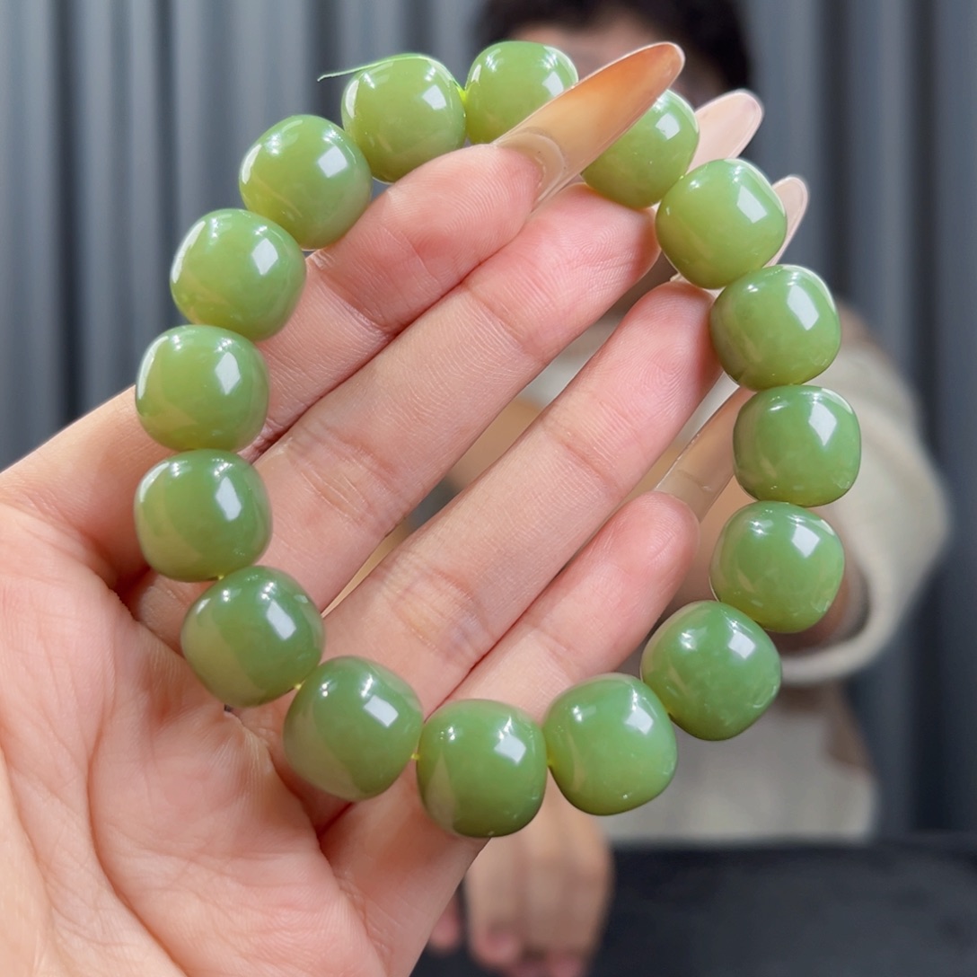 和田玉未镶嵌手串天然和田玉新疆若羌青黄口手串14