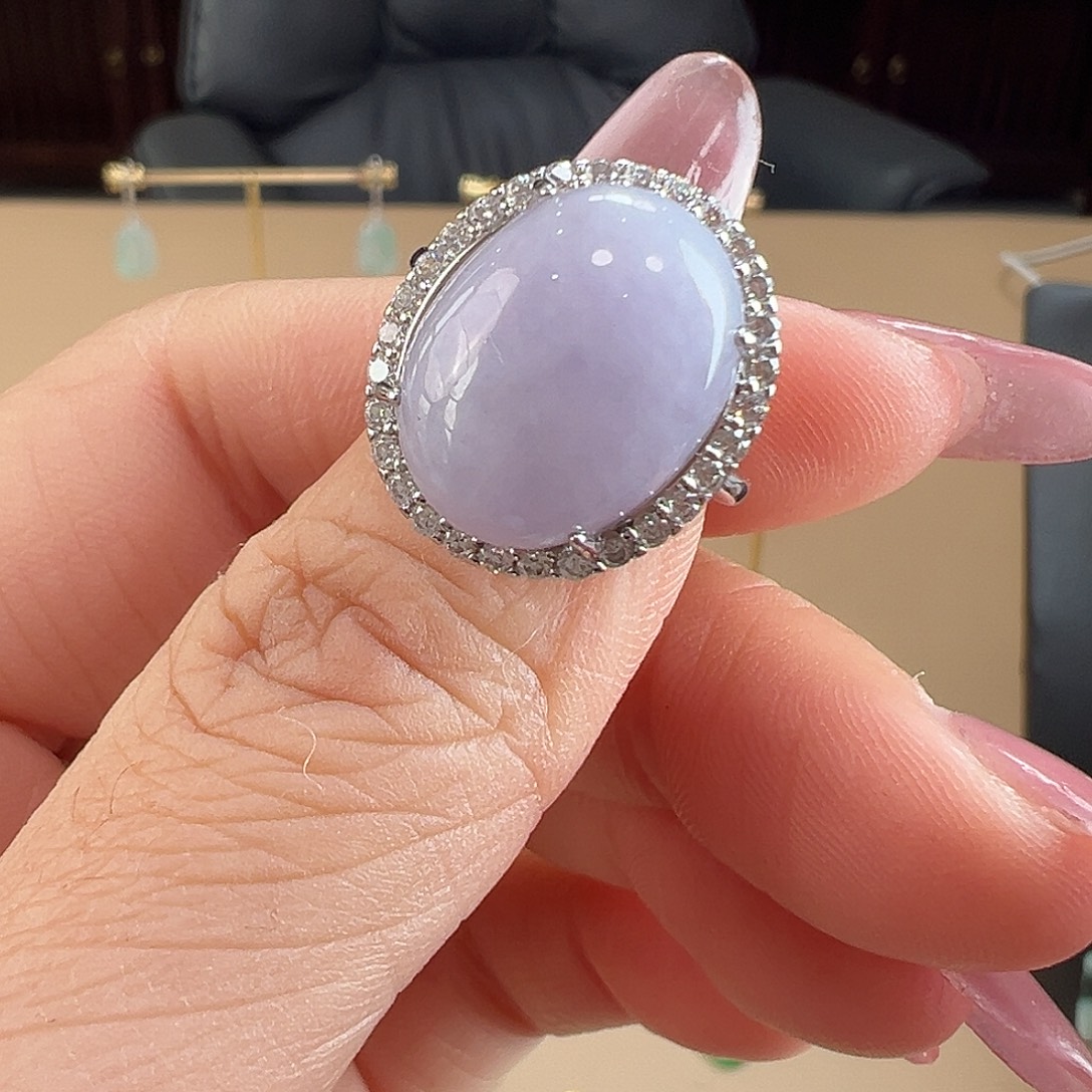 翡翠银S925镶嵌戒指戒指