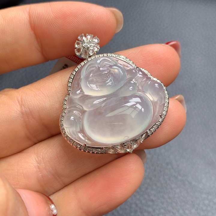 翡翠吊坠(不含链)18K金镶嵌