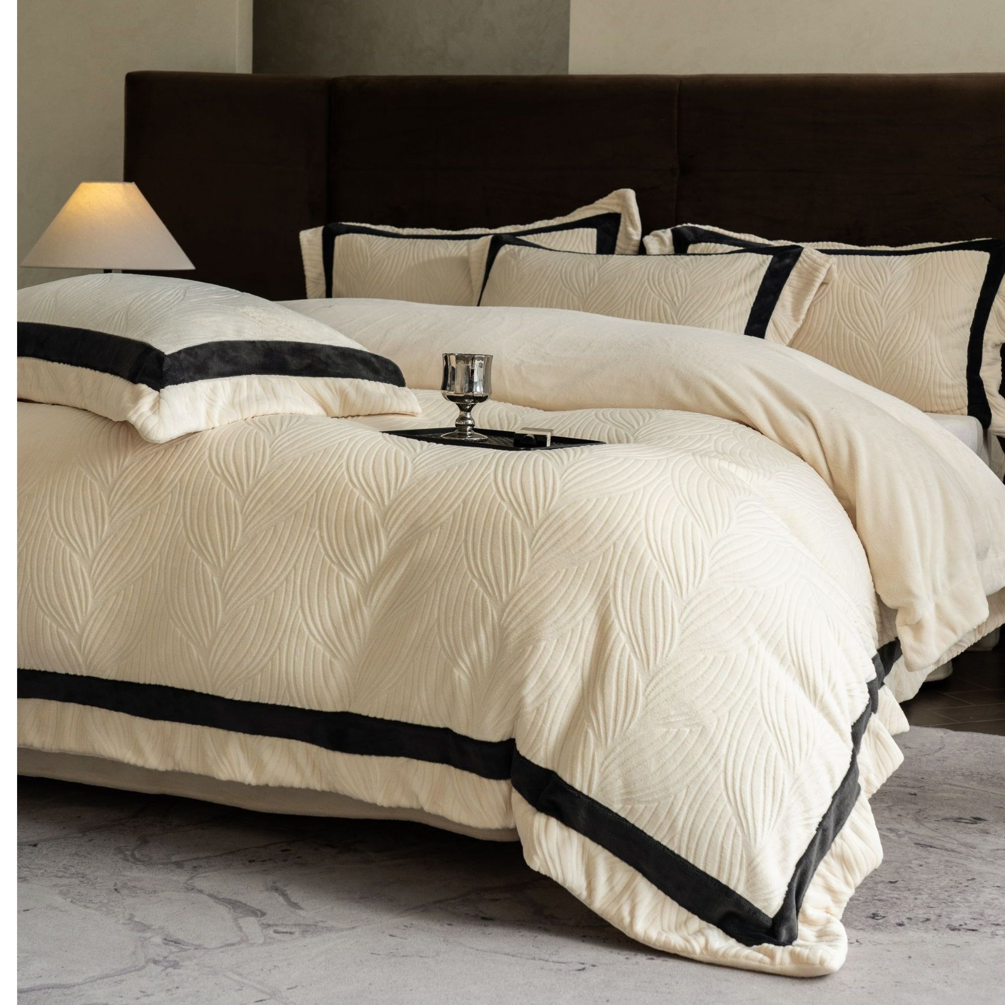 大麦 加厚牛奶绒四件套双面绒加绒被套冬季保暖绒被子被套