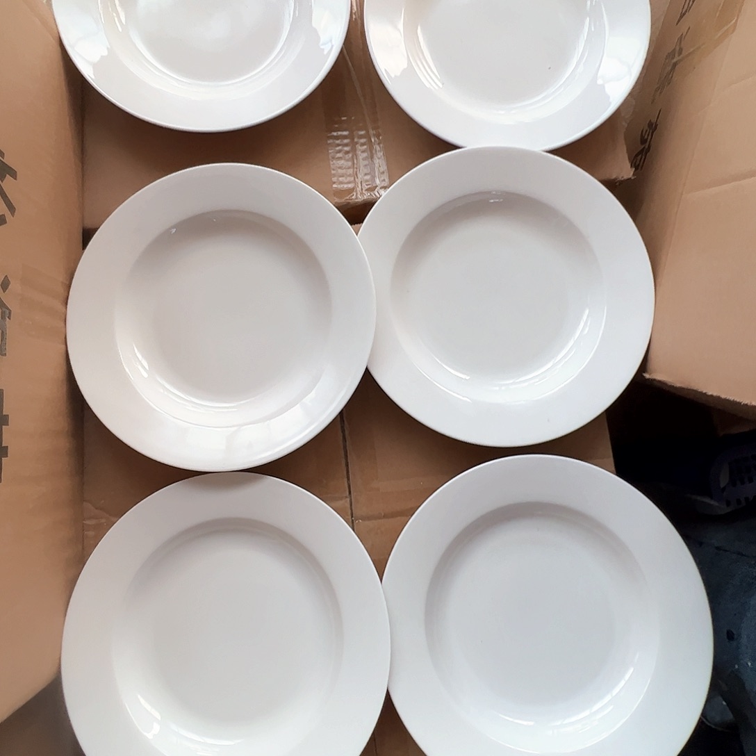 瓷景德镇高温陶瓷玉泥胎8寸菜盘6个