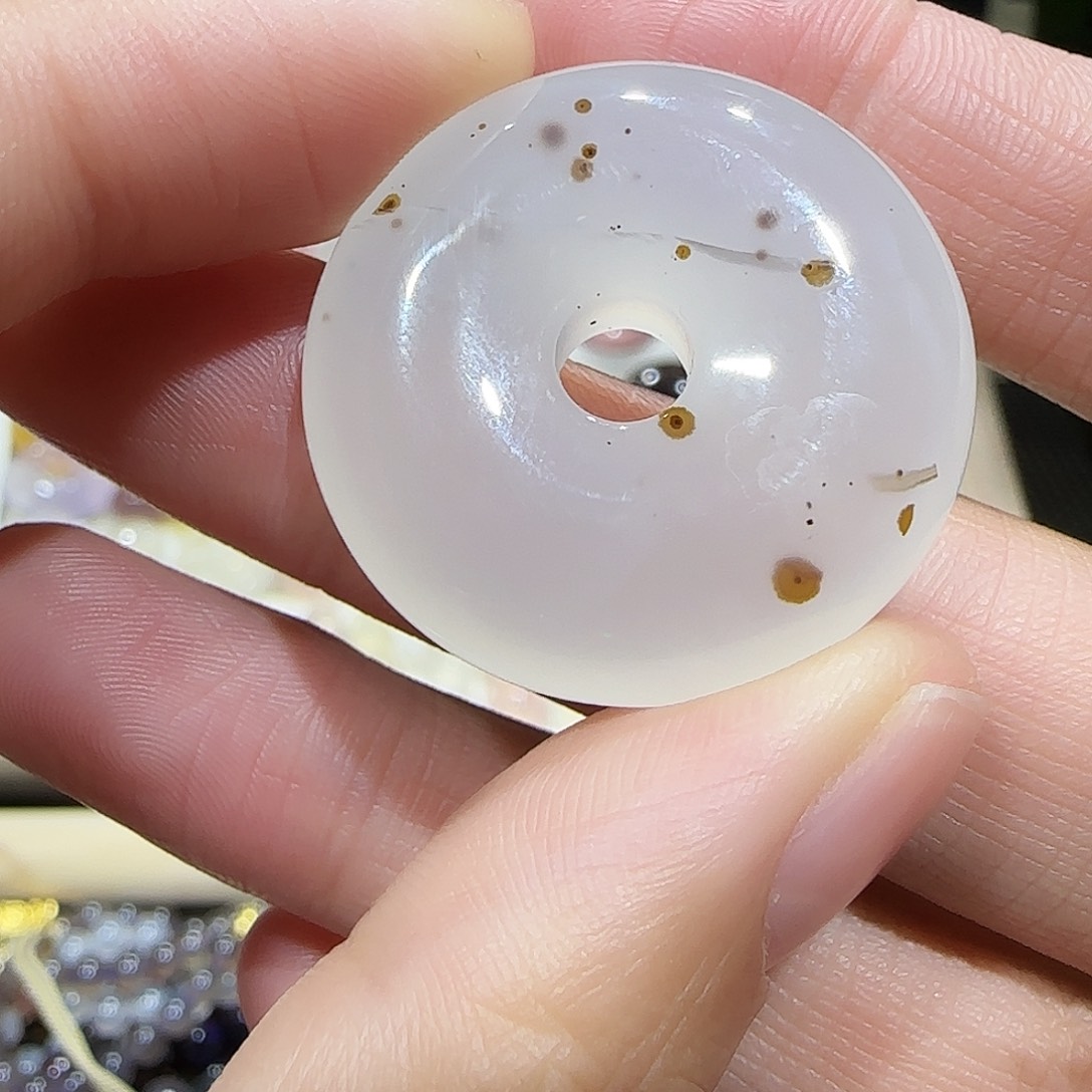 玛瑙/玉髓未镶嵌手镯意境平安扣吊坠30mm