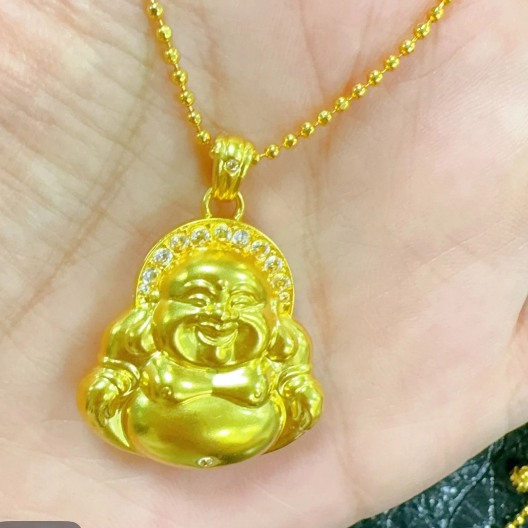 合金吊坠 合金吊坠 (防敏敏)点钻大肚佛一立金沙