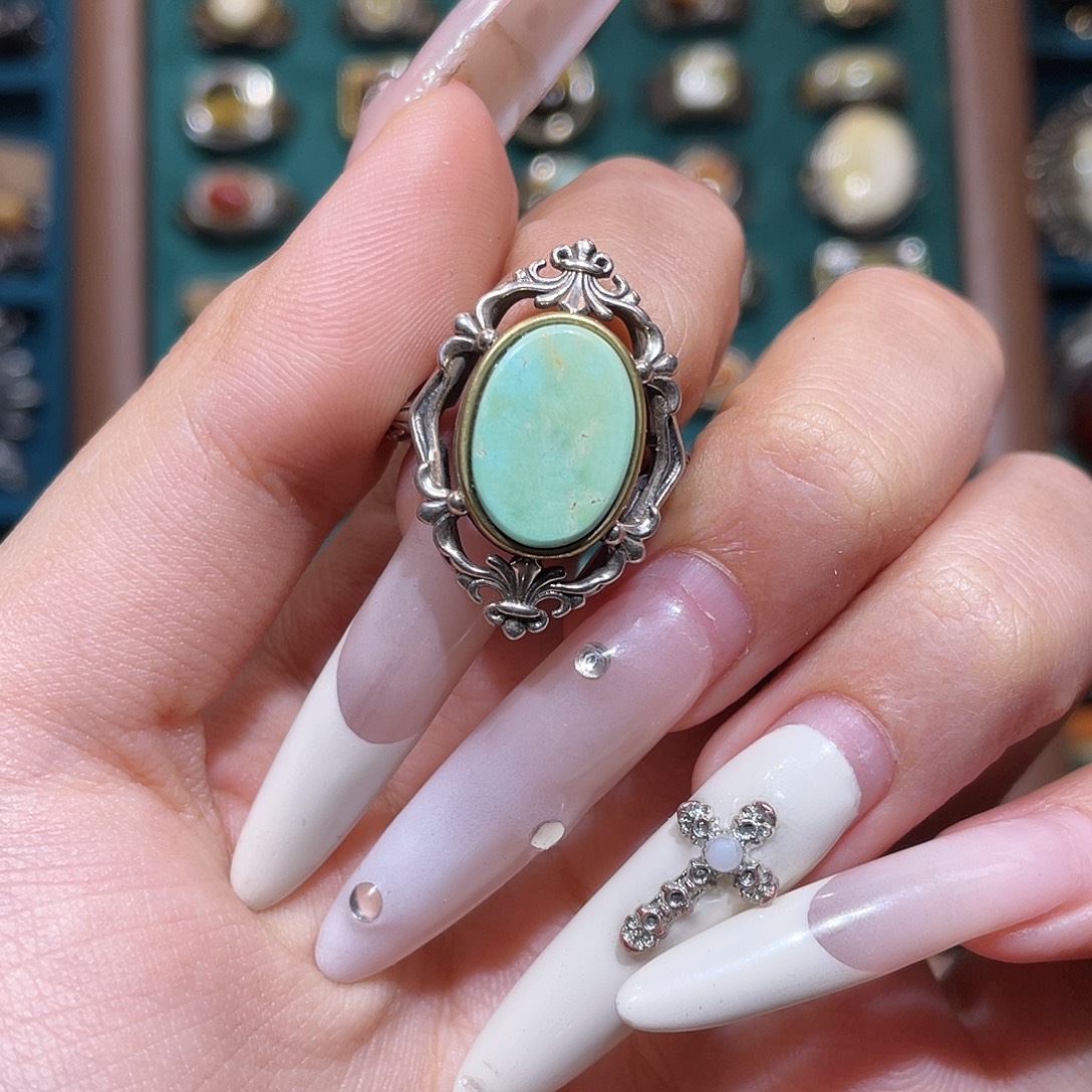 猫***绿松石银S925镶嵌戒指