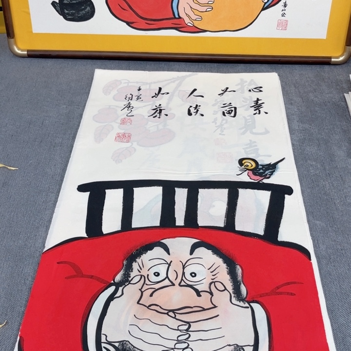 国画手绘禅意画一物一拍