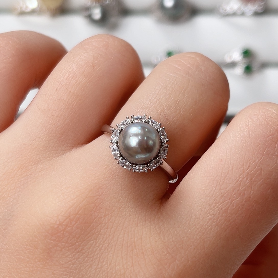海水珍珠戒指银S925镶嵌