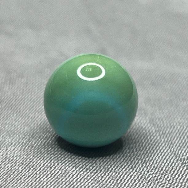 原矿绿松石水波纹圆珠，直径13.6mm重3.52克